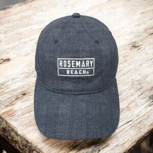 Rosemary Beach Embroidered Logo Strapback Cap Trucker Baseball Hat Washed Blue